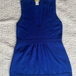 J. Crew Buonissima Royal Blue 100% Cashmere Empire Style Sweater Vest